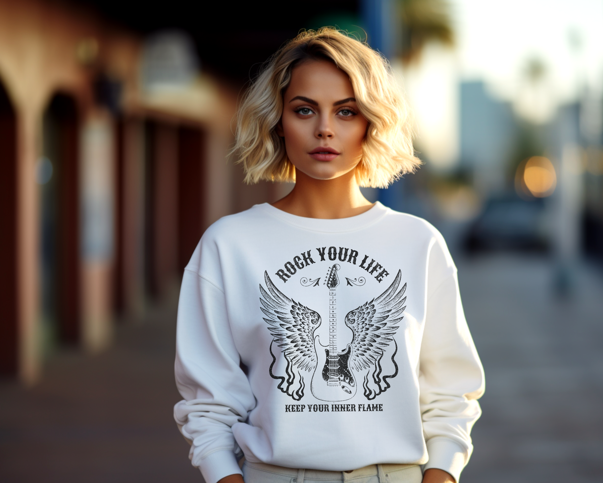 Rock Your Life Unisex Sweatshirt, Music Lover Gift, Cozy Crewneck, Rocker Apparel, Perfect for Concerts, Gift for Musicians