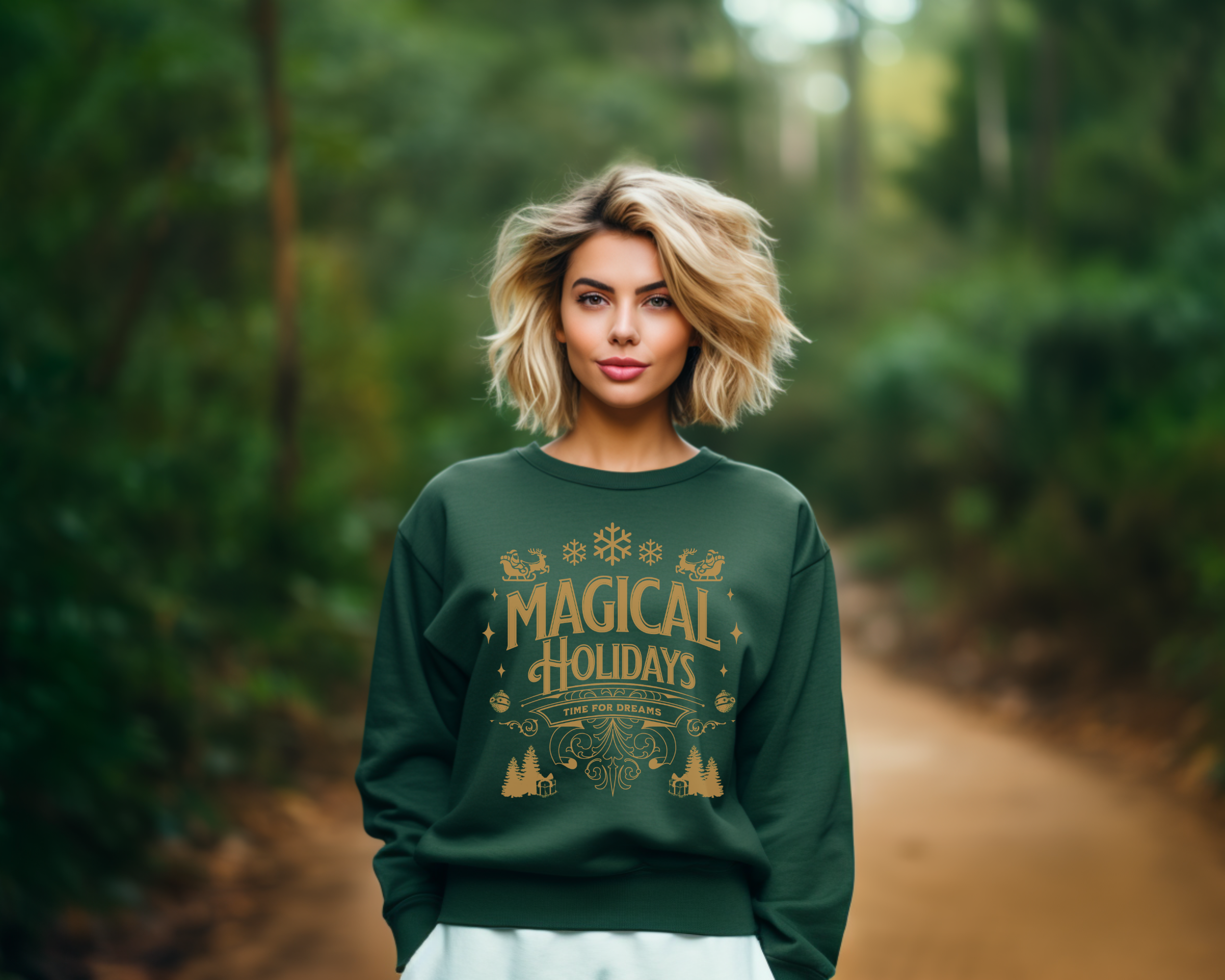 Magical Holidays Crewneck Sweatshirt, Cozy Gift, Winter Wear, Christmas Apparel, Unisex Sweatshirt, Holiday Season Fashion
