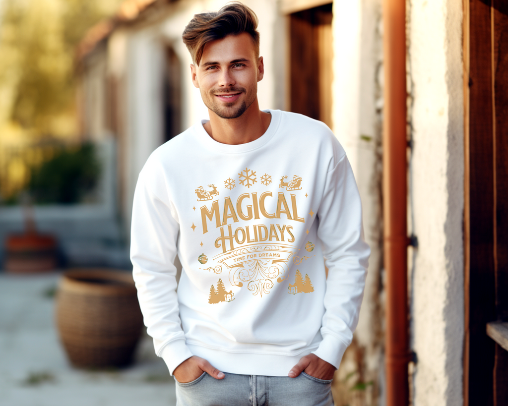 Magical Holidays Crewneck Sweatshirt, Cozy Gift, Winter Wear, Christmas Apparel, Unisex Sweatshirt, Holiday Season Fashion