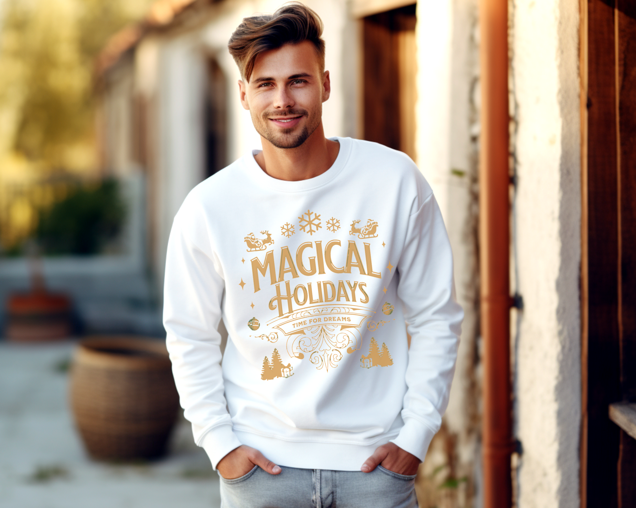 Magical Holidays Crewneck Sweatshirt, Cozy Gift, Winter Wear, Christmas Apparel, Unisex Sweatshirt, Holiday Season Fashion
