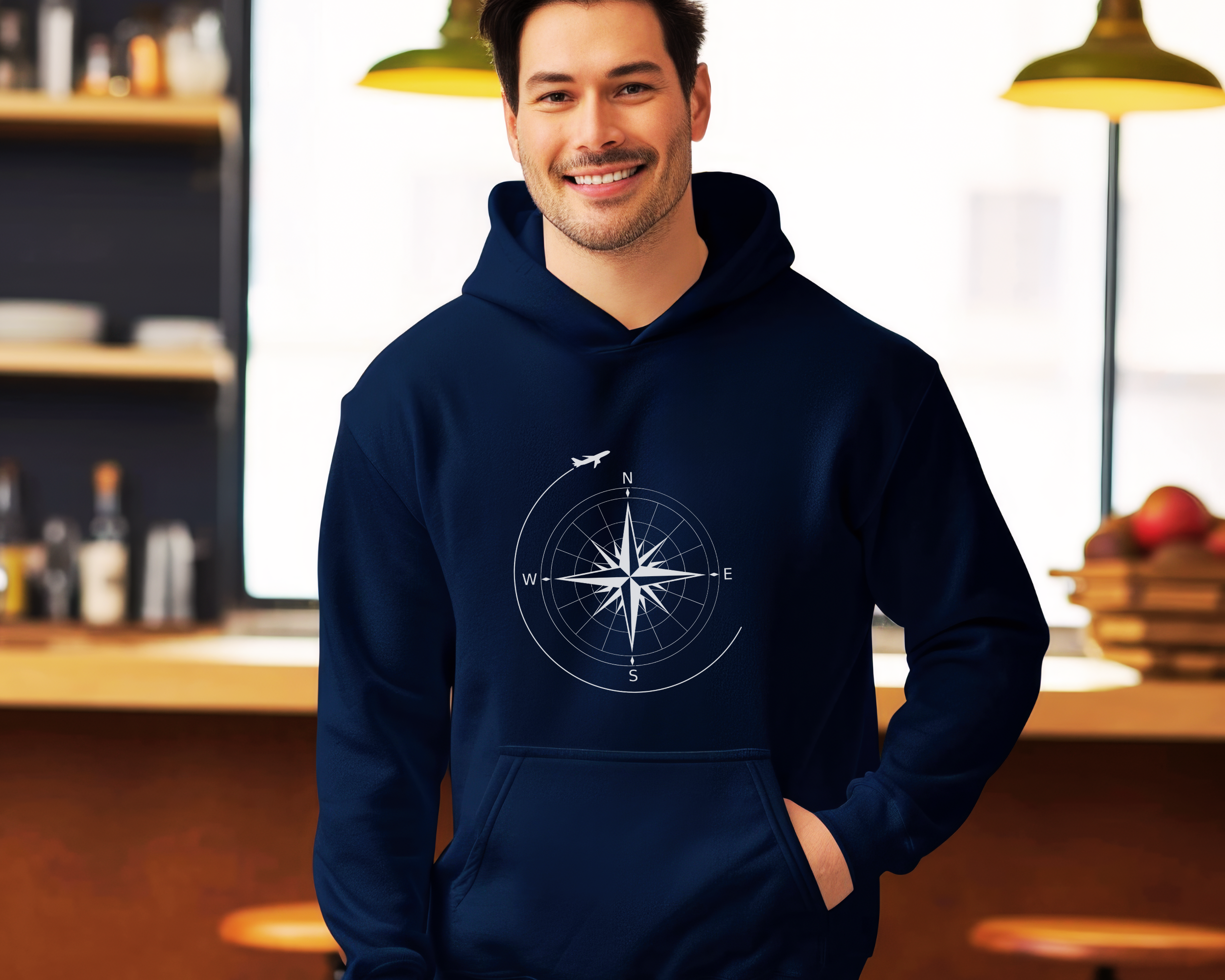 Compass Design Unisex Hoodie | Cozy Travel Sweatshirt, Adventure Gift, Outdoor Gear, Travel Apparel, Nature Lover Sweatshirt