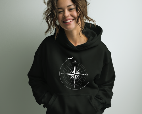 Compass Design Unisex Hoodie | Cozy Travel Sweatshirt, Adventure Gift, Outdoor Gear, Travel Apparel, Nature Lover Sweatshirt