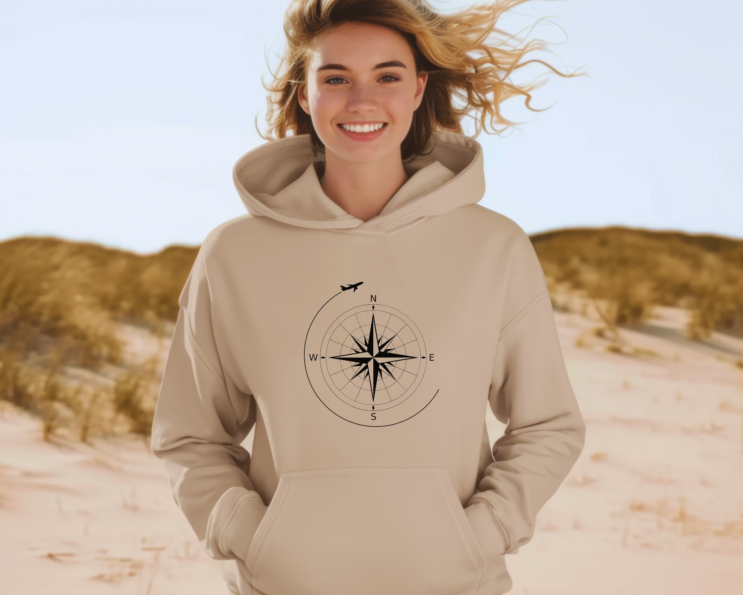 Compass Design Unisex Hoodie | Cozy Travel Sweatshirt, Adventure Gift, Outdoor Gear, Travel Apparel, Nature Lover Sweatshirt